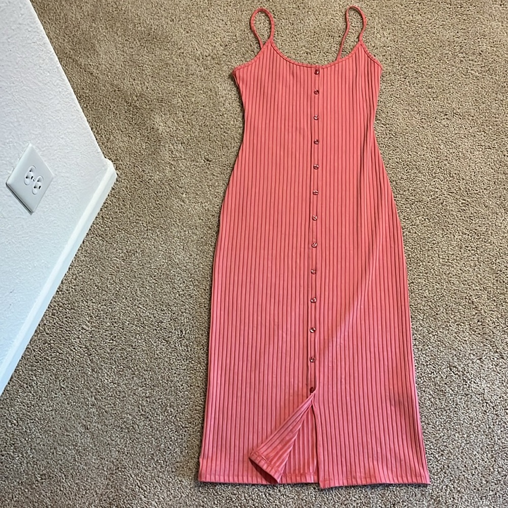 Coral pink midi dress size S Zara